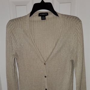 Liz Claiborne gold shimmer cardigan